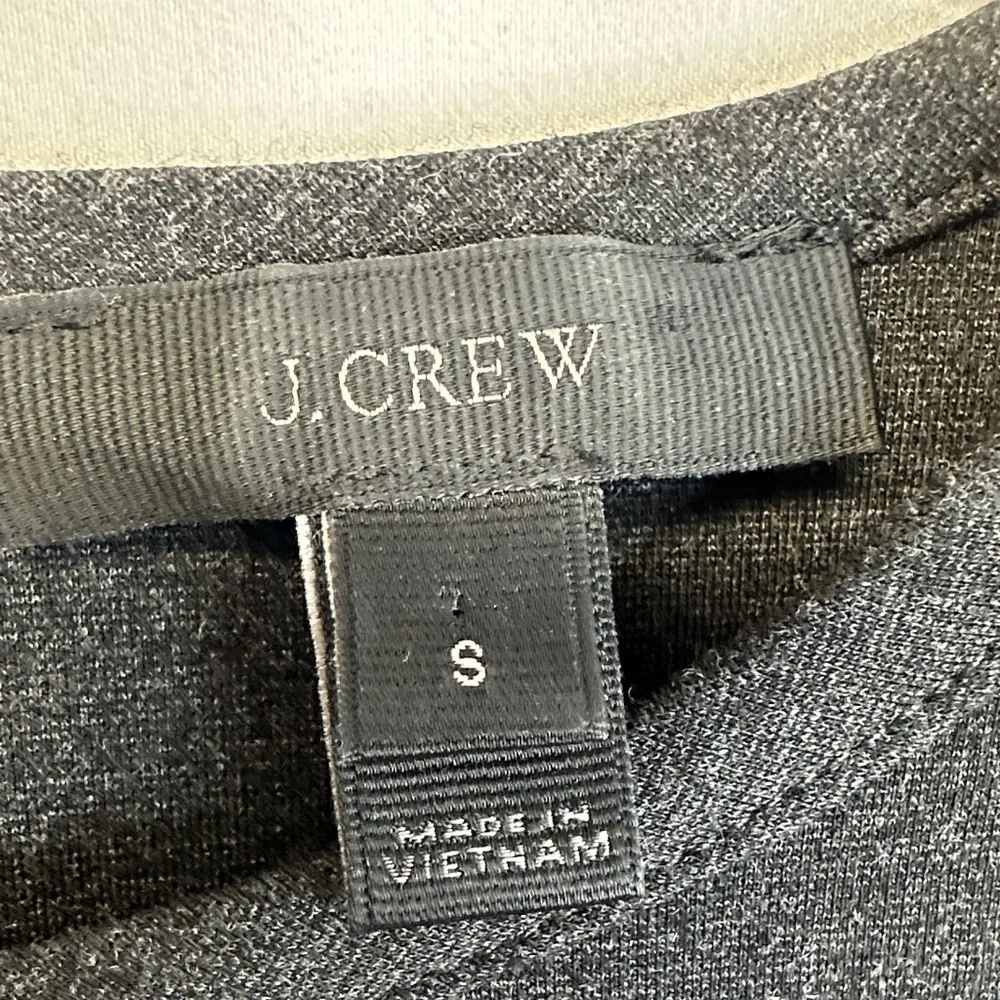 J. Crew Ponte Sheath Dress Tulle & Velvet Trim Cuffs Long Sleeve Gray Size S